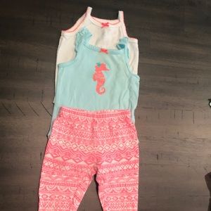 Carter’s 3 piece set mint blue and pink